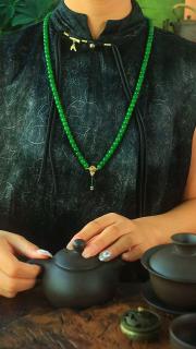 和田玉碧玉老型珠项链毛衣链 玉质温润细腻 佩戴舒适～